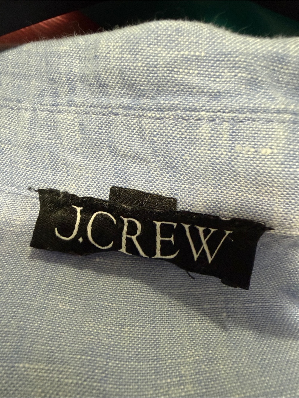J.Crew popover blue coastal bungalow solid color 100% linen BY694 medium - Picture 5 of 10